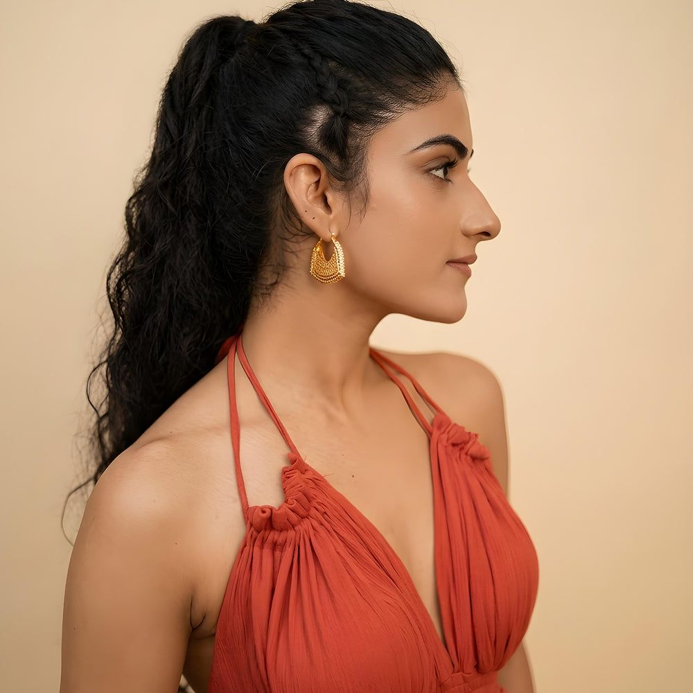 Crystal Bar Gold Chain Fringe Tassel Drop Earrings
