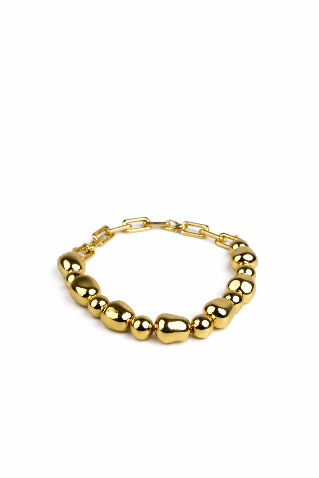 Chunky Polished Gold Bead Necklace