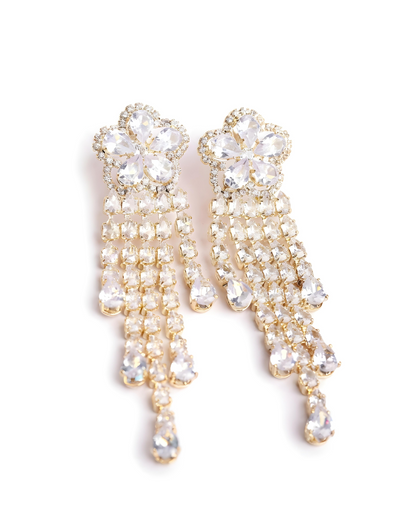 Crystal Floral Waterfall Drop Earrings