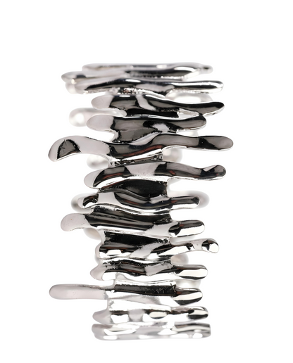 Liquid Silver Abstract Drip Cuff Bracelet
