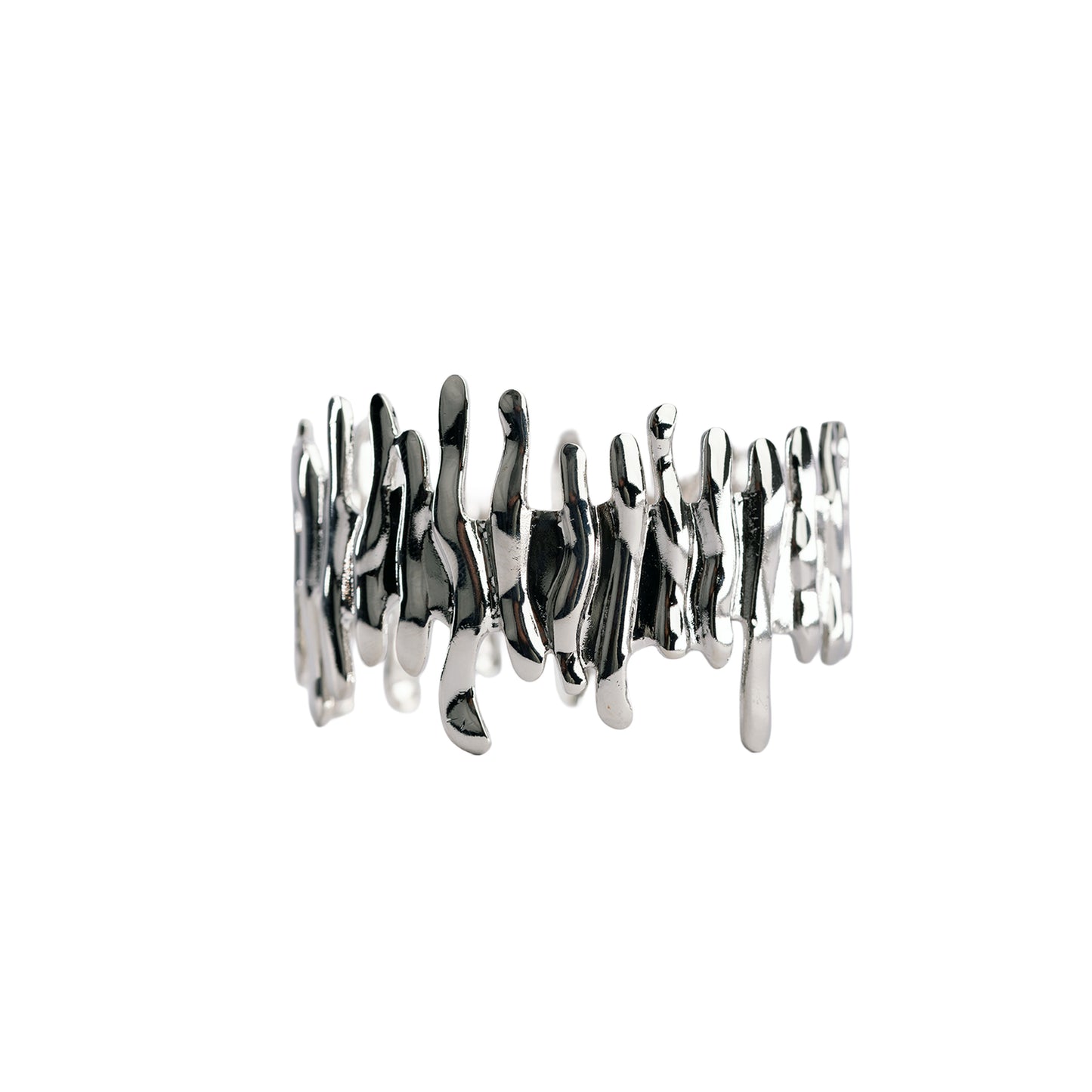 Liquid Silver Abstract Drip Cuff Bracelet