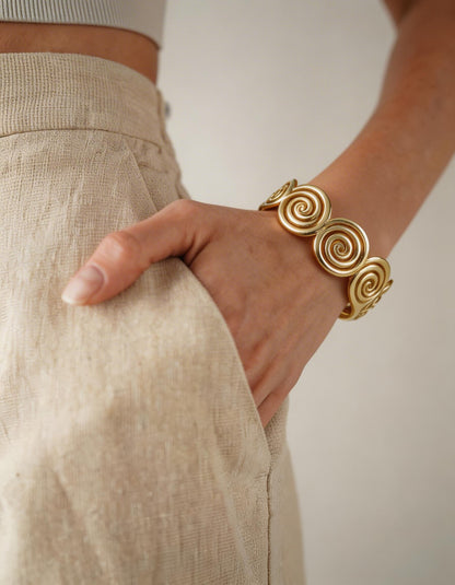 Vintage Spiral Cuff Statement Bracelet