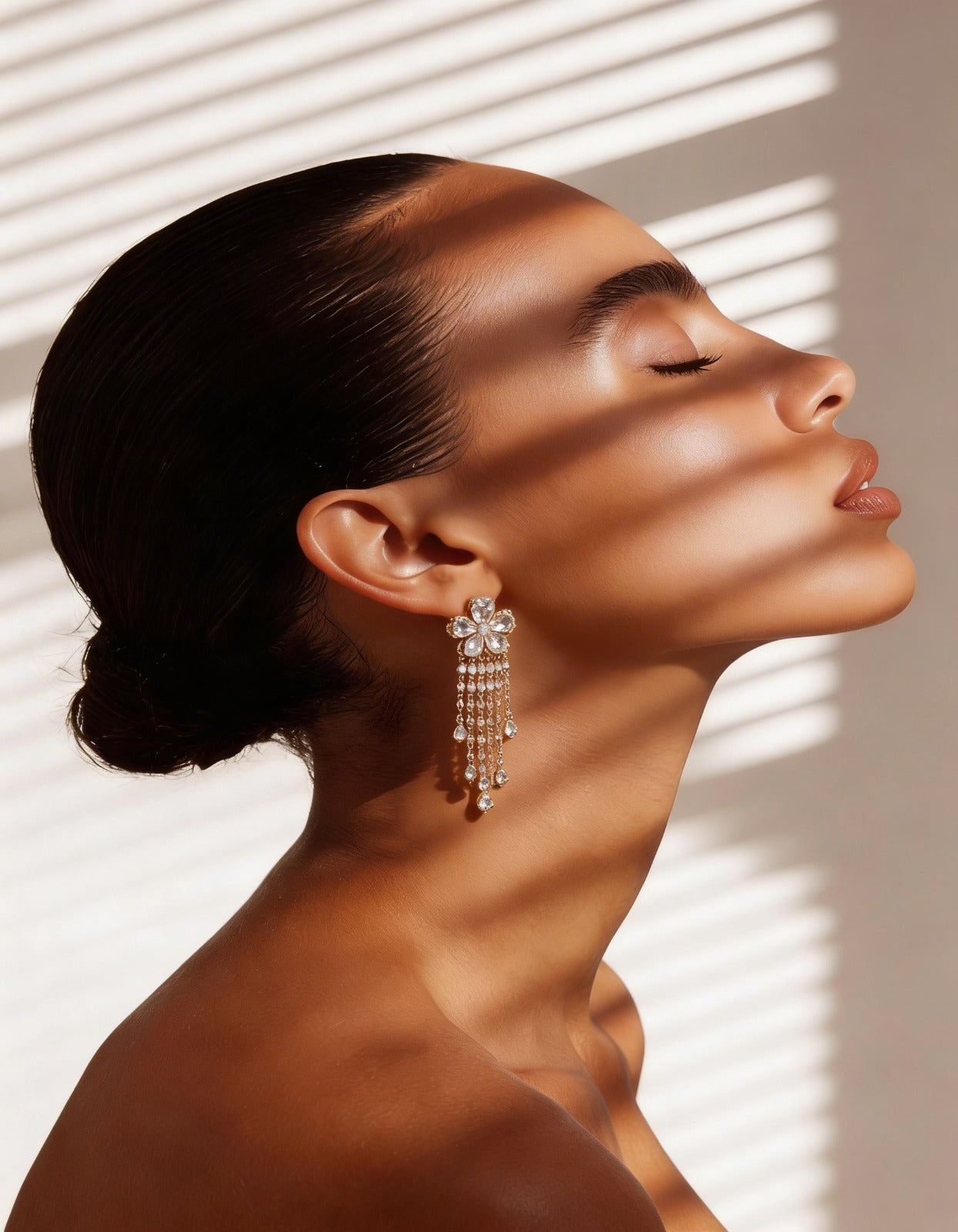 Crystal Floral Waterfall Drop Earrings
