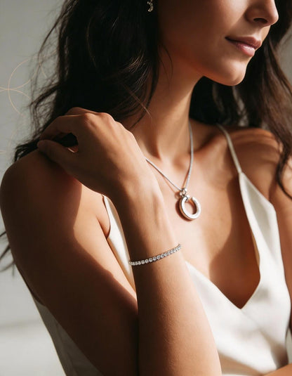 Circular Halo Pendant Necklace