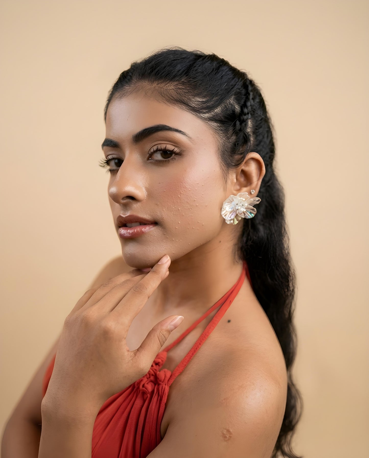 Aurora Iridescent Floral Petal Statement Earrings