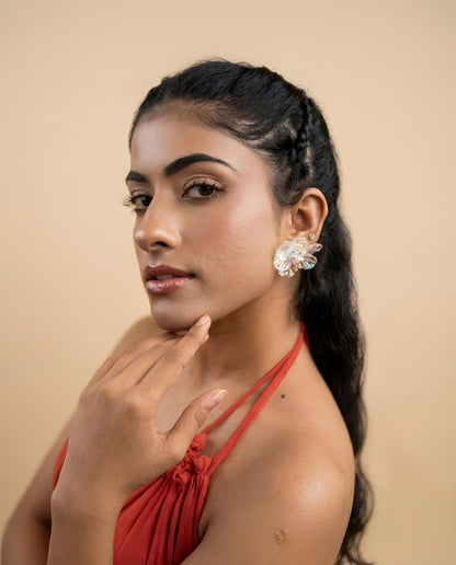 Aurora Iridescent Floral Petal Statement Earrings