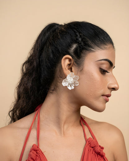 Aurora Iridescent Floral Petal Statement Earrings