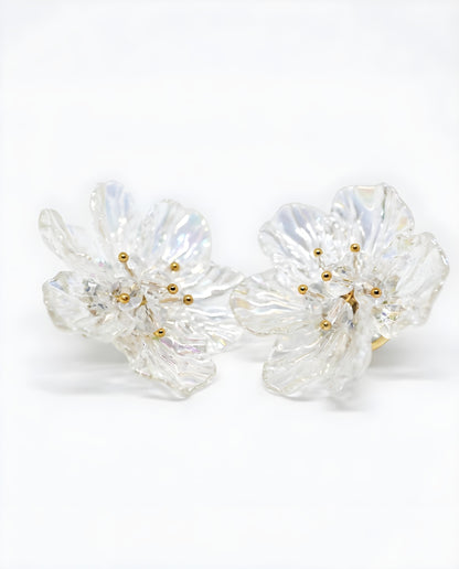 Aurora Iridescent Floral Petal Statement Earrings