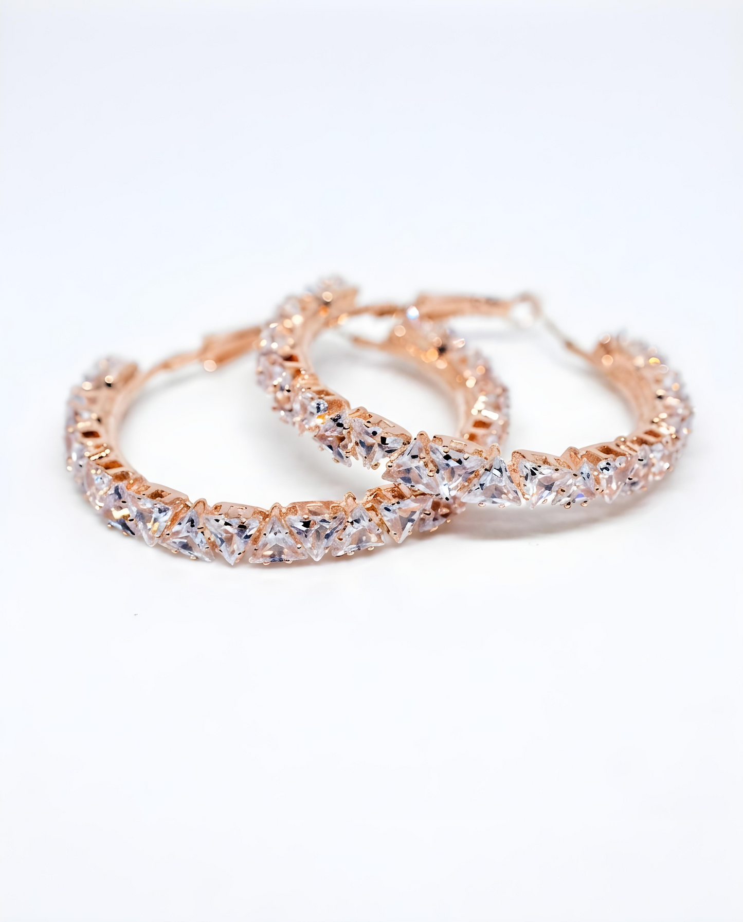 Radiant Crystal Encrusted Rose Gold Hoop Earrings