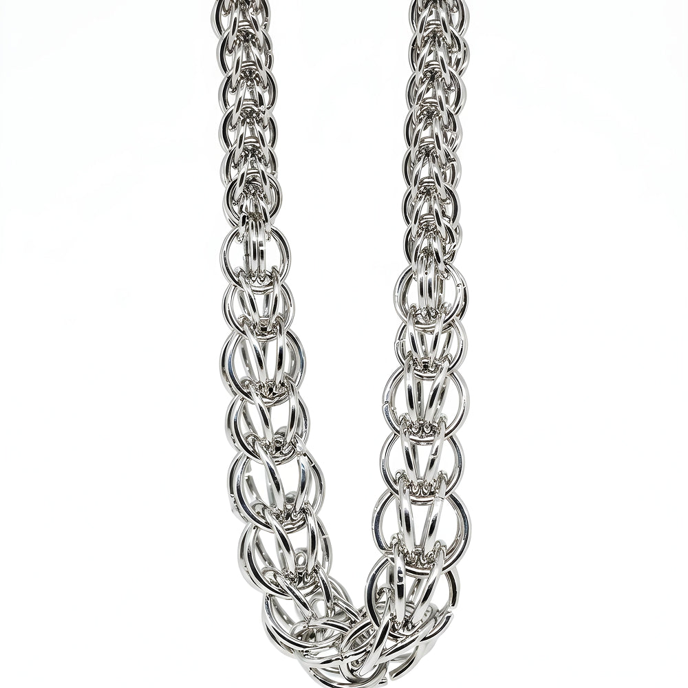 Multi-Strand Mixed Link Silver Chain Necklace