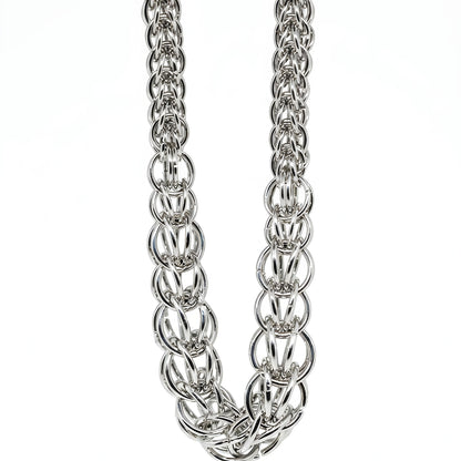Multi-Strand Mixed Link Silver Chain Necklace