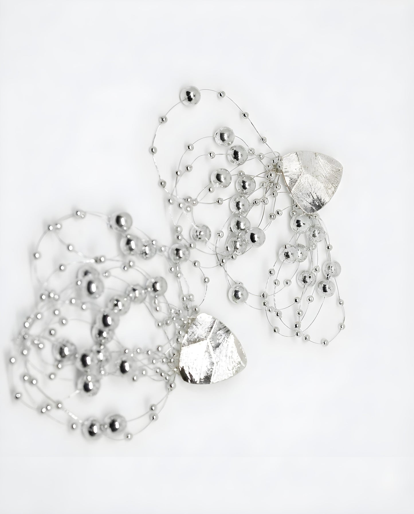 Textured Leaf Engraved Dome Silver Stud Earrings